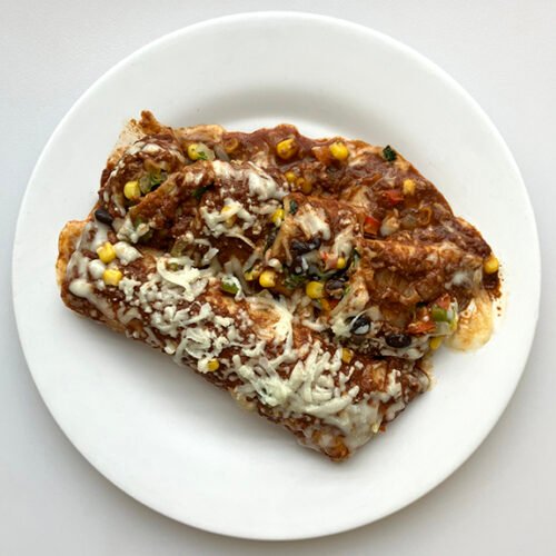 Black Bean Enchiladas with Red Sauce