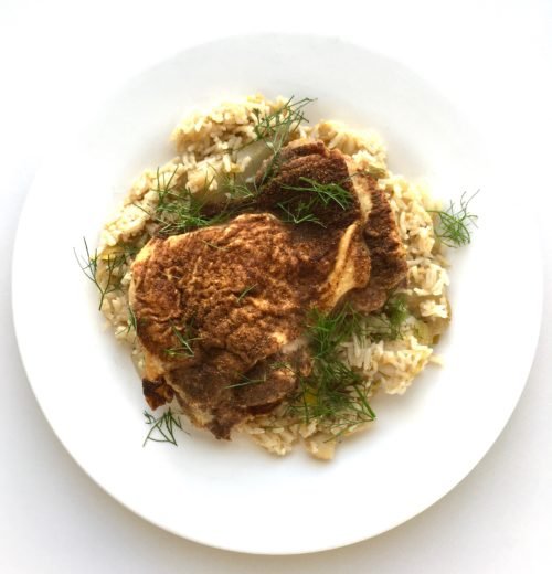 Chicken Thighs with Lemon, Fennel and Rice
