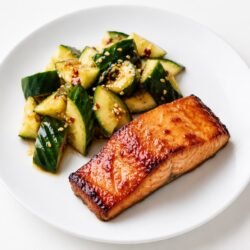 Broiled Miso Salmon + Chinese Smashed Cumber Salad