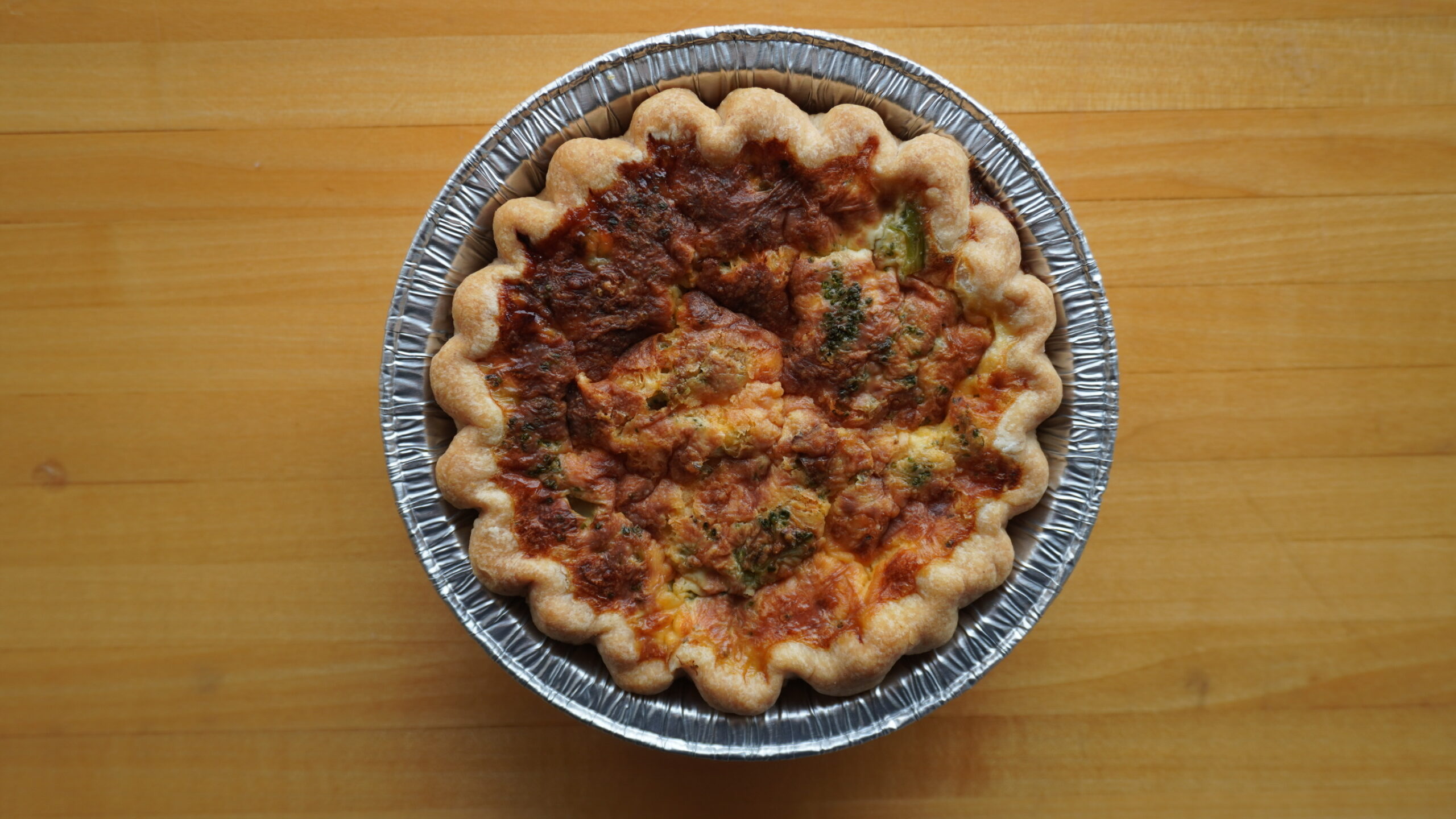 A savory pie fresh from the oven
